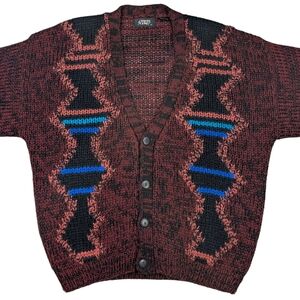 Vintage 90' Street Scene Graphic Acrylic Oversized Crewneck Sweater. Medium.